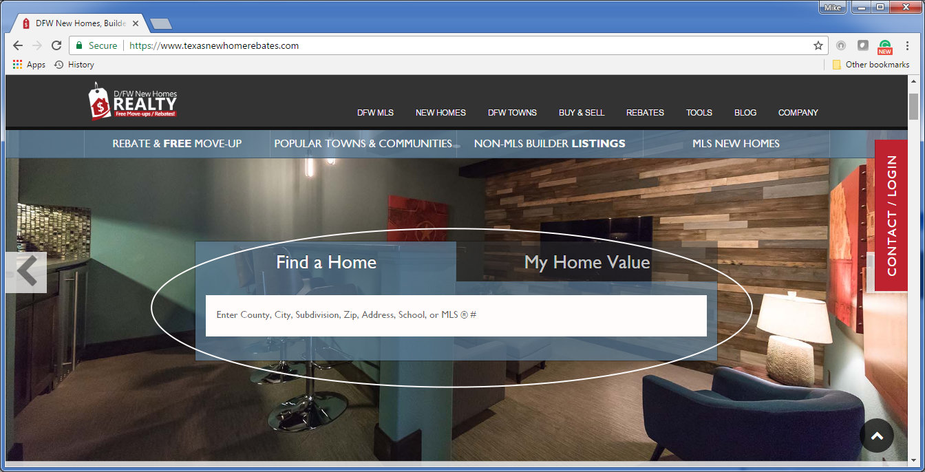 Find DFW MLS Listings for Sale, by Using Homepage Location Bar Input